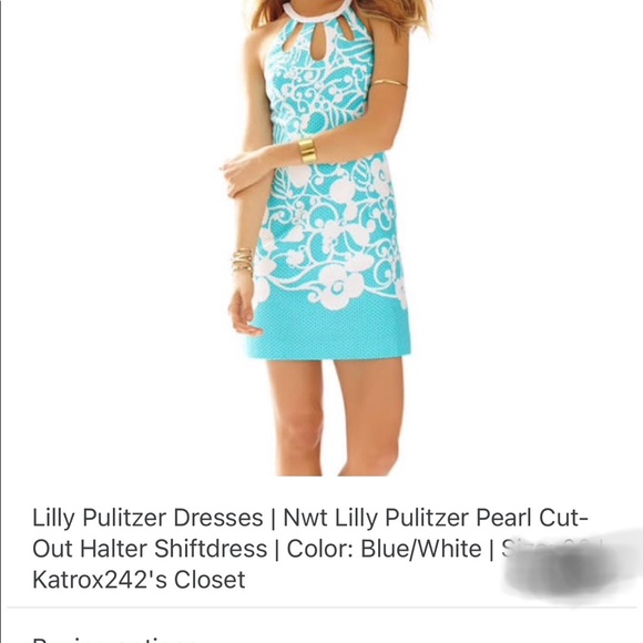Lilly Pulitzer aqua pearl cutout halter sun dress - Picture 1 of 2